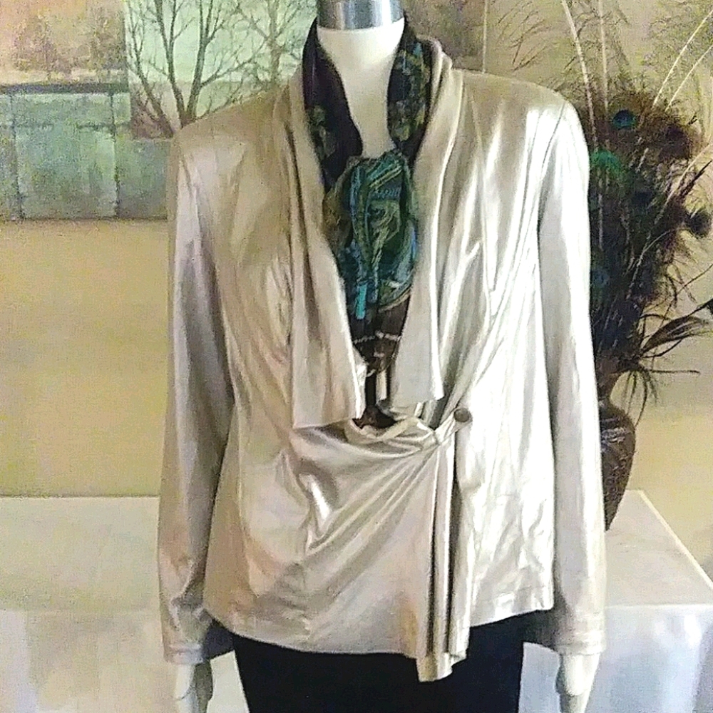 NWT Elloquii Luxurious, Metallic, Draped Jacket